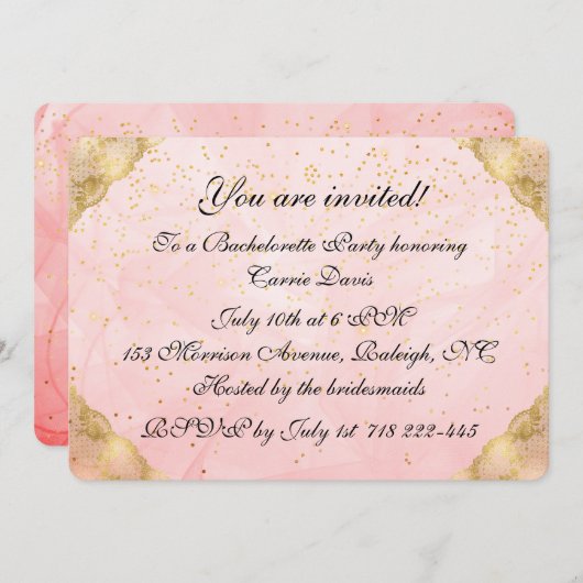 Invitation Rose Gold Bachelorette (Devant / Derrière)