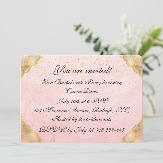 Invitation Rose Gold Bachelorette (Debout devant)