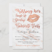 Invitation Rose Gold Bachelorette Party Kiss avec marbre (Devant)