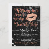Invitation Rose Gold Bachelorette Party Kiss avec marbre (Devant)