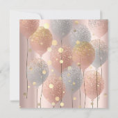 Invitation Rose Gold Ballon Pailleté Fête de Mariage Douzième (Dos)