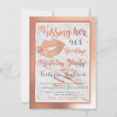Invitation Rose Gold Birtdhay Party baiser lèvres sur marbre (Devant)