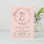 Invitation Rose Gold Birthday Girls 21e anniversaire invitati (Debout devant)