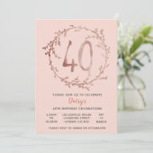 Invitation Rose Gold Birthday Girls 40e anniversaire invitati (Debout devant)