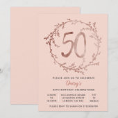 Invitation Rose Gold Birthday Girls 50e anniversaire invitati (Devant / Derrière)