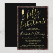 Invitation *Rose Gold Black 50 & Fabulous 50th Birthday  (Devant / Derrière)