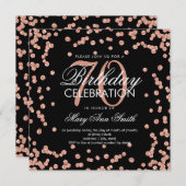 Invitation Rose Gold Black 70e anniversaire Parties scintilla (Devant / Derrière)