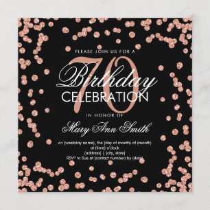 Invitation Rose Gold Black 70e anniversaire Parties scintilla
