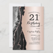Invitation Rose Gold Black Agate 21e anniversaire (Devant)