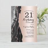 Invitation Rose Gold Black Agate 21e anniversaire (Debout devant)