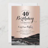 Invitation Rose Gold Black Agate 40e anniversaire (Devant)