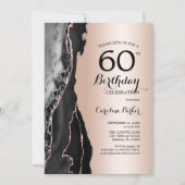 Invitation Rose Gold Black Agate 60e anniversaire (Devant)