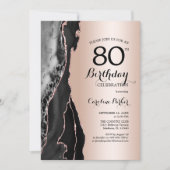 Invitation Rose Gold Black Agate 80e anniversaire (Devant)