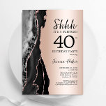 Invitation Rose Gold Black Agate Surprise 40e anniversaire<br><div class="desc">L'agate d'or noir et rose surprend l'invitation de fête de 40e anniversaire. Design élégant et moderne avec agate royal arrière - plan en marbre, fausse parties scintillant rose or et typographie de police. Carte invitation branchée parfaite pour une célébration anniversaire féminine élégante. Invitations Zazzle imprimées ou téléchargement instantané modèle imprimable...</div>