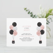 Invitation Rose Gold & Black Balloon Moderne 60 Anniversaire (Debout devant)