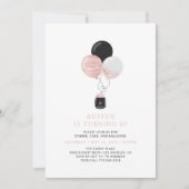 Invitation Rose Gold & Black Balloons Fête d'anniversaire mod (Devant)