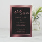 Invitation Rose Gold & Black Célébrez avec nous (Debout devant)