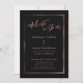 Invitation Rose Gold & Black Célébrez avec nous Typographie (Devant)