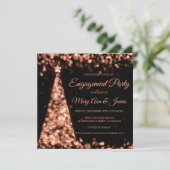 Invitation Rose Gold Black Christmas Engagement Party (Debout devant)