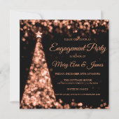 Invitation Rose Gold Black Christmas Engagement Party (Devant)