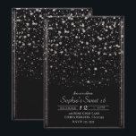 Invitation Rose Gold & Black Confetti Splatter Sweet 16 Party<br><div class="desc">Personnaliser pour votre événement !</div>