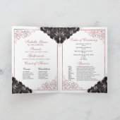 Invitation Rose Gold & Black Floral Tiara Quinceanera Program (Intérieur)