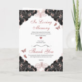 Invitation Rose Gold & Black Floral Tiara Quinceanera Program (Dos)