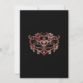 Invitation Rose Gold & Black Masquerade Sweet 16 Typographie (Dos)