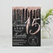 Invitation Rose Gold Black Metallic Parties scintillant Drive (Debout devant)