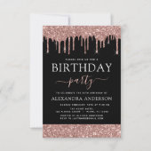 Invitation Rose Gold Black Parties scintillant N'importe quel (Devant)
