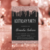 Invitation Rose Gold Black Parties scintillant N'importe quel