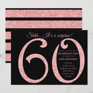 Invitation Rose Gold Black Parties scintillant Surprise 60e a