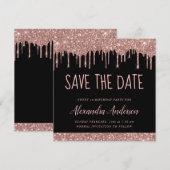Invitation Rose Gold Black Parties scintillant Sweet 16 Enreg (Devant / Derrière)