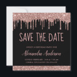 Invitation Rose Gold Black Parties scintillant Sweet 16 Enreg<br><div class="desc">Rose Gold - Rose et Noir Sweet sixteen de Parties scintillant à goutte - 16 Fête d'anniversaire de la fille Enregistrer la date Invitation. Cette invitation est parfaite pour la Parties scintillant étincelante Sweet 16th Birthday Party qui cherche à célébrer dans Rose Rose Gold.</div>