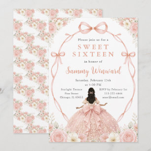 Invitation Rose Gold Black Princess Sweet Seize