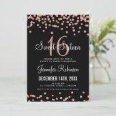 Invitation Rose Gold Black Sweet 16 Anniversaire Parties scin (Debout devant)