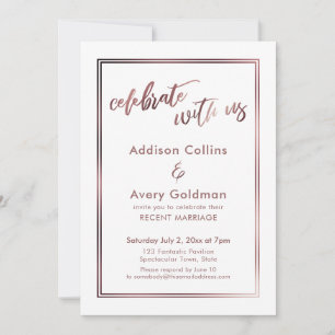 Invitation Rose Gold & Blanc Célébrez avec Nous Typographie