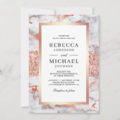 Invitation Rose Gold Blanc Mariage Code QR Tout en Un Faire-P (Devant)