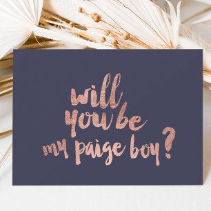 Invitation Rose gold bleu Seras-tu mon garçon de page