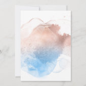 Invitation Rose Gold Bleu Splash Bébé Garçon Bébé Fille (Dos)