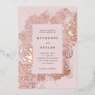 Invitation rose Gold Blooms Foil