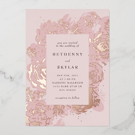 Invitation rose Gold Blooms Foil (Recto)