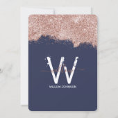 Invitation Rose Gold Blue Girl Parties scintillant Chaque ann (Dos)