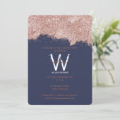 Invitation Rose Gold Blue Girl Parties scintillant Chaque ann (Debout devant)