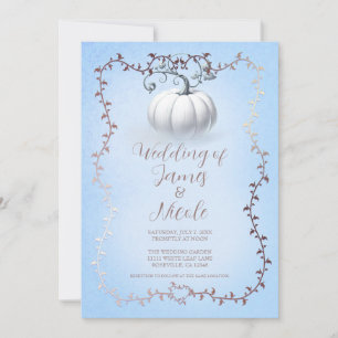 Invitation Rose Gold Blue Storybook White Citrouille Mariage