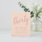 Invitation Rose Gold Blush 30th Birthday Save Date Confetti (Debout devant)