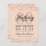 Invitation Rose Gold Blush 80th Birthday Save Date Confetti<br><div class="desc">Elégant design "80e anniversaire de la fête" avec la Parties scintillant Rose Gold Faux Blush Pink Confetti et nom personnalisé et texte de détails. Facile à utiliser et facile à personnaliser. Commandez aujourd'hui !</div>