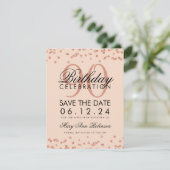 Invitation Rose Gold Blush 90th Birthday Save Date Confetti (Debout devant)