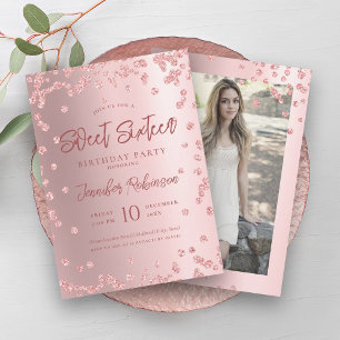 Invitation Rose Gold Blush Chic Parties scintillant Photo Swe