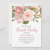 Invitation Rose Gold & Blush Flowers Graduation Party Invitat (Devant)